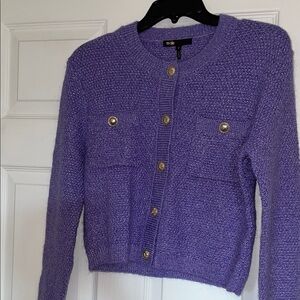 Maje Lavender Cardigan with Gold Buttons